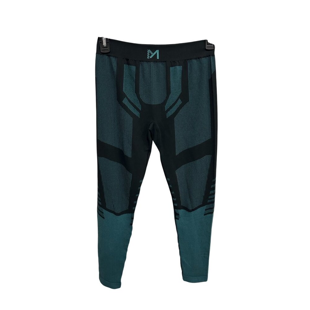 Compression Leggings Black Teal Size Large Activewear Athleisure